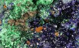 Sparkling Azurite Crystal Cluster with Malachite - Laos #69718-2